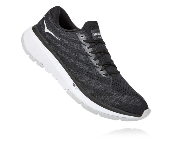 Hoka One One Cavu 3 Mens UK - Black / White Running Shoes - JHKSA6854